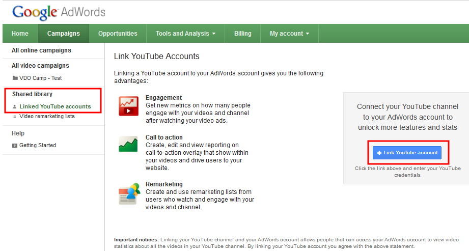 How to Link Youtube Accounts with Adwords